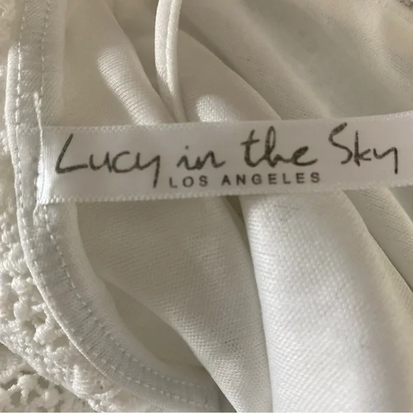 Crochet Eyelet Floral Dress White Strappy Open Back Romantic Baddie Party Small - Picture 8 of 8